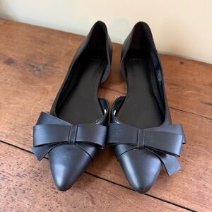 A New Day Anya Bow D'Orsay Black Ballet Flats